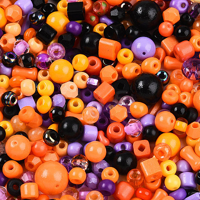 Halloween Theme Glass Seed Beads X-SEED-N007-13J-1