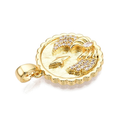 Brass Micro Pave Cubic Zirconia Pendants KK-T070-39G-1