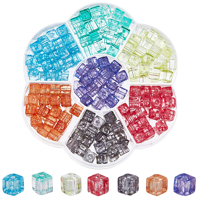 245Pcs 7 Colors Transparent Crackle Glass Beads EGLA-PA0001-42-1