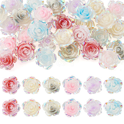 30Pcs 6 Colors Luminous Resin Cabochons CRES-TA0001-79-1