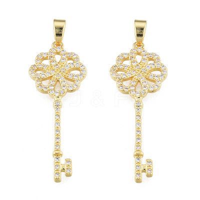 Brass Micro Pave Clear Cubic Zirconia Pendants KK-N227-101LG-1