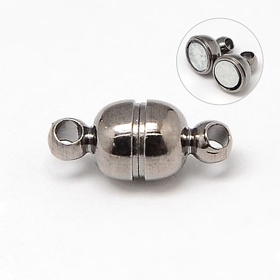 Round Brass Magnetic Clasps with Loops X-KK-D331-M-NF-1