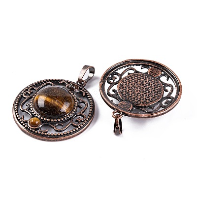 Natural Tiger Eye Pendants G-Q158-03-09-1