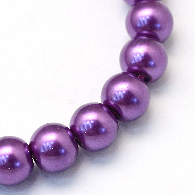 Baking Paint Pearlized Glass Pearl Round Bead Strands X-HY-Q003-6mm-37-1