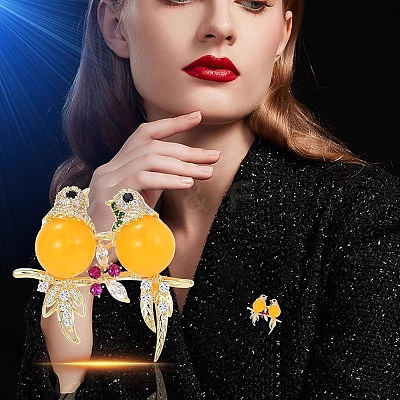 Magpie Alloy Rhinestone Brooches for Backpack Clothes PW-WG4E8D5-01-1
