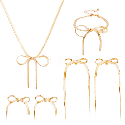 Bowknot Alloy Herringbone Chain Jewelry Kit for Women DIY-FH0006-56G-1