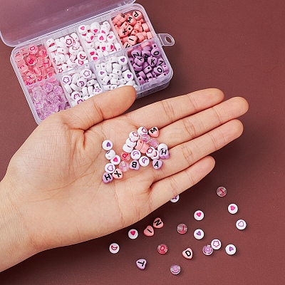 8 Style Pink & Purple Series Opaque Acrylic Beads MACR-YW0001-50-1