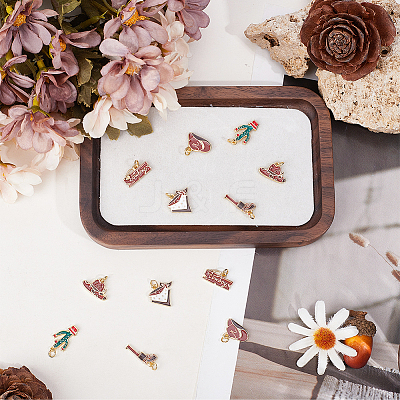 12Pcs 6 Styles Brass Enamel Charms KK-BBC0025-03-1