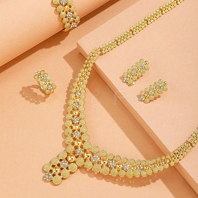 Zinc Alloy Rhinestone Bracelets & Earrings & Necklaces & Rings Sets FS-WG1CFA3-01-1