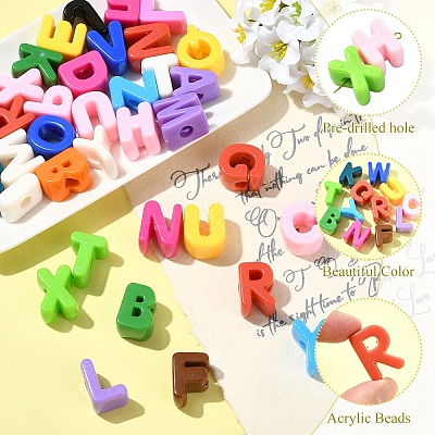 52Pcs 26 Styles Opaque Acrylic European Beads OACR-YW0004-13-1