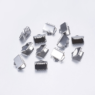 Tarnish Resistant 304 Stainless Steel Ribbon Crimp Ends STAS-L198-07P-1
