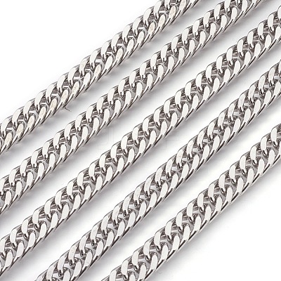 Tarnish Resistant 201 Stainless Steel Cuban Link Chains CHS-L017-17F-1