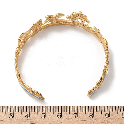 304 Stainless Steel Ename Cuff Bangles for Women BJEW-A053-01G-1