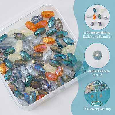 80Pcs 8 Colors Transparent Electroplate Glass Beads EGLA-HS0001-03-1