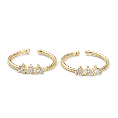 Brass Micro Pave Clear Cubic Zirconia Cuff Rings ZIRC-M117-07G-1