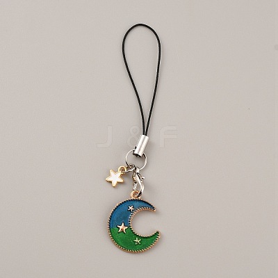 Cute Cartoon Planet Alloy Enamel Mobile Straps Lanyards HJEW-WH0068-07E-1