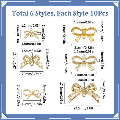 60Pcs 6 Colors Rack Plating Alloy Connector Charms FIND-SC0011-09B-1
