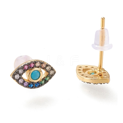 Brass Micro Pave Cubic Zirconia Stud Earrings ZIRC-I044-19B-1