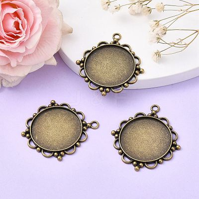 Vintage Tibetan Style Alloy Pendant Cabochon Settings X-TIBEP-M018-92AB-NF-1
