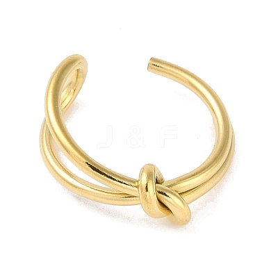 Simple Knotted 304 Stainless Steel Open Cuff Ring for Women Men RJEW-Z038-04G-1