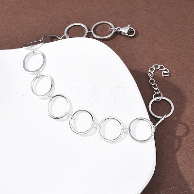 304 Stainless Steel Ring Link Chain Bracelets BJEW-P373-02D-P-1
