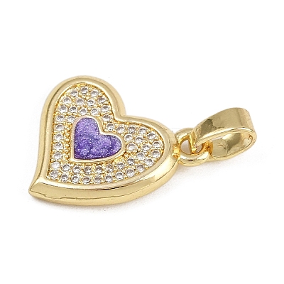 Brass Micro Pave Cubic Zirconia Enamel Pendants KK-Z123-19G-02-1