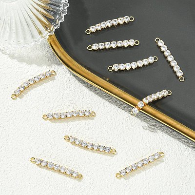 SHEGRACE Brass Pave Clear Cubic Zirconia Connector Charms XGRQ3P551-643G-1