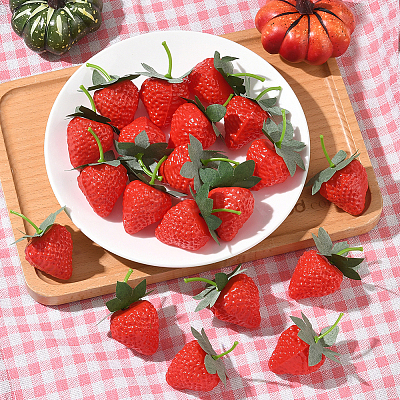 20Pcs Resin Simulated Strawberry AJEW-SP0003-29-1