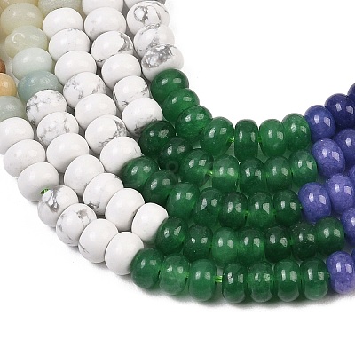 Natural Flower Amazonite & Dyed White Jade & Tiger Eye & Howlite & Quartz Crystal & Synthetic Turquoise Beads Strands G-Z135-C06-1
