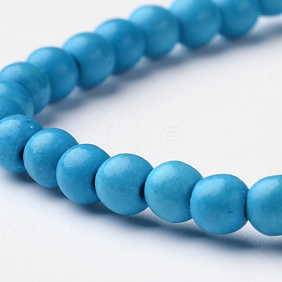 Synthetic Turquoise Round Bead Stretch Bracelets BJEW-L594-B09-1