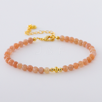 Synthetic Sunstone Round Beaded Bracelet RG1104-4-1