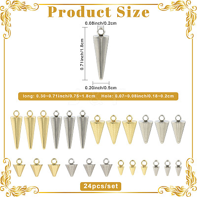 24Pcs 8 Styles 304 Stainless Steel Pendants STAS-FS0002-25B-1