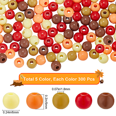 Thanksgiving Day Theme 1500Pcs 5 Colors Opaque Acrylic Beads MACR-SP0001-01A-03-1