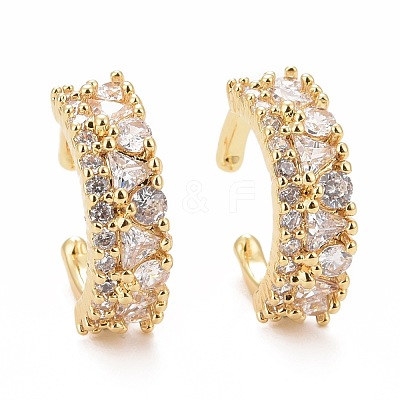 Clear Cubic Zirconia Chunky Cuff Earrings EJEW-G288-09G-1