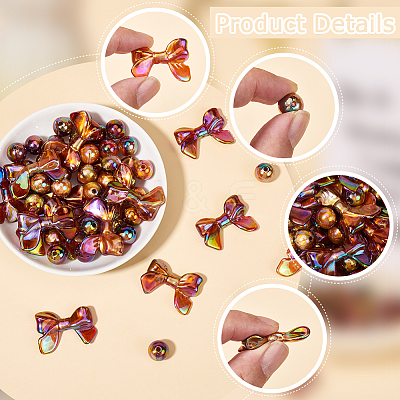 100Pcs UV Plating Rainbow Iridescent Acrylic Beads PACR-SP0001-06-1