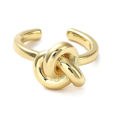 Rack Plating Brass Knot Open Cuff Rings for Women X-RJEW-Q777-06G-1