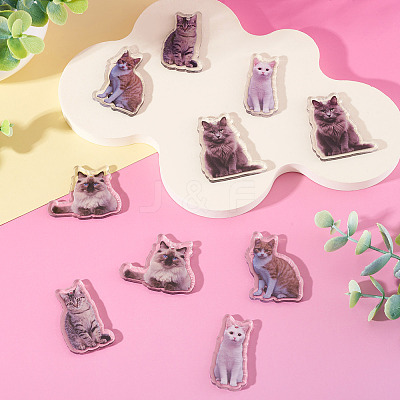10Pcs 5 Styles Printed Acrylic Pendants OACR-TA0004-13-1