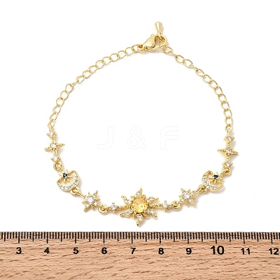 Brass Micro Pave Cubic Zirconia Link Bracelets BJEW-H639-06G-1