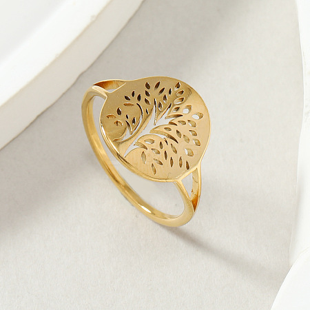 Tree of Life 201 Stainless Steel Finger Rings FS-WG3B6B9-01-1