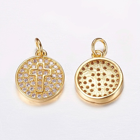 Brass Micro Pave Cubic Zirconia Charms ZIRC-G122-43G-RS-1