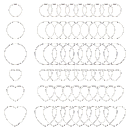 Unicraftale 60Pcs 6 Styles 304 Stainless Steel Linking Ring STAS-UN0056-44-1