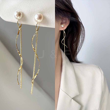 Pearl Clip-on Earrings Tassel Earrings Vintage Ear Cuff Luxury Retro Jewelry YG6221-6-1