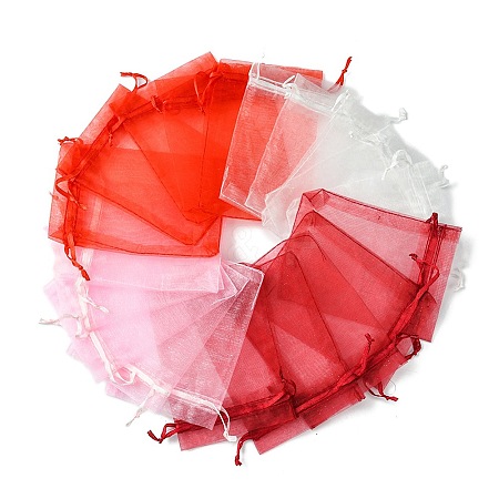 40Pcs 4 Colors Organza Bags Jewellery Storage Pouches Wedding Favour Party Mesh Drawstring Gift OP-FS0001-03C-1