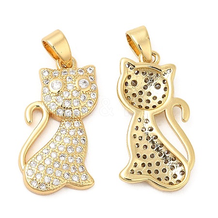 Brass Micro Pave Cubic Zirconia Pendants KK-P236-26G-1