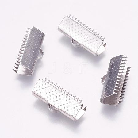 Tarnish Resistant 304 Stainless Steel Ribbon Crimp Ends STAS-K148-08P-F-1