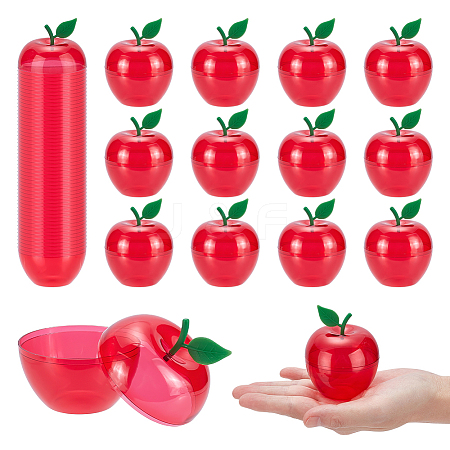 Christmas Apple Shaped Transparent Plastic Jewelry Gift Storage Boxes with Lid CON-WH0089-167B-1