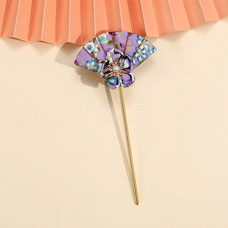 Flower Fan Cloth Hair Sticks PW-WG5DC28-01-1