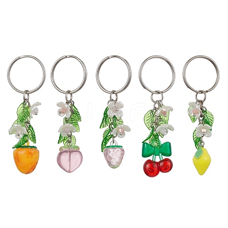Fruits & Leaf Acrylic Pendant Keychain KEYC-JKC00680-1