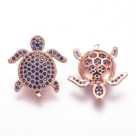 Brass Micro Pave Cubic Zirconia Beads ZIRC-F054-14RG-05-1