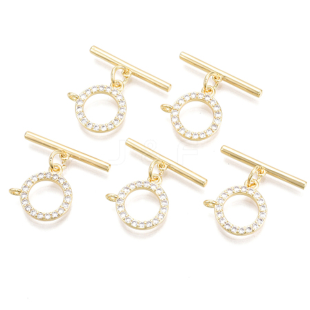 5Pcs Brass Micro Pave Clear Cubic Zirconia Toggle Clasps KK-CJ0002-03A-1